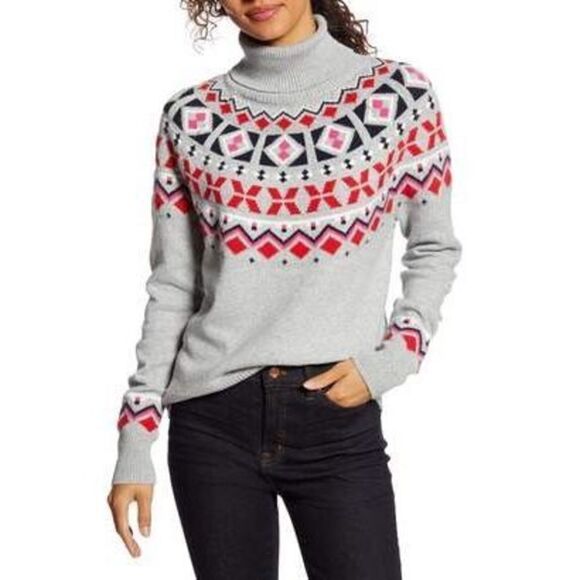 1901 Nordstrom Fair Isle Turtleneck Cotton Blend Sweater Small - Picture 5 of 5